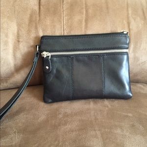 Small Black Leather Wristlet